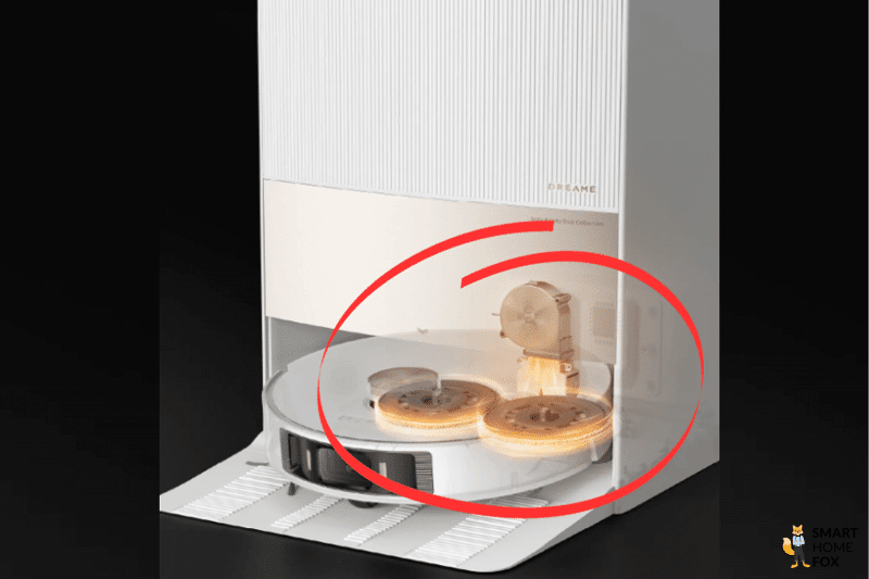 Салфетки сушатся теплым воздухом на станции Drema L20 Ultra.